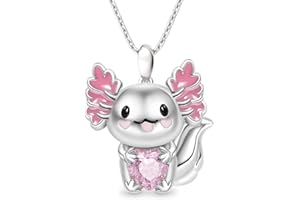 Gionatan Shop Collana Anime con ciondolo pendente Axolotl figure con Strass brillante zircone donna ragazzi ragazze mamma Hip hop Punk Trap regalo colore argento e catenina acciaio inossidabile festa