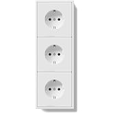BSEED Wall Plug, PC Recessed Socket with Hooks, White 3 Gang Sockets 220 x 80 mm