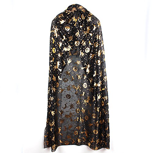 Lenfesh Oro Plata Invierno Elemento de Halloween Cosplay Impreso Capa Capa Bruja Túnica Medieval Capa Chal Bruja de Halloween Sombrero de Fiesta Set