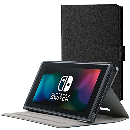 Preisvergleich Produktbild AVIDET Ultra Slim Nintendo Switch Hülle Case Ständer Schutzhülle Etui Tasche für Nintendo Switch (Schwarz)