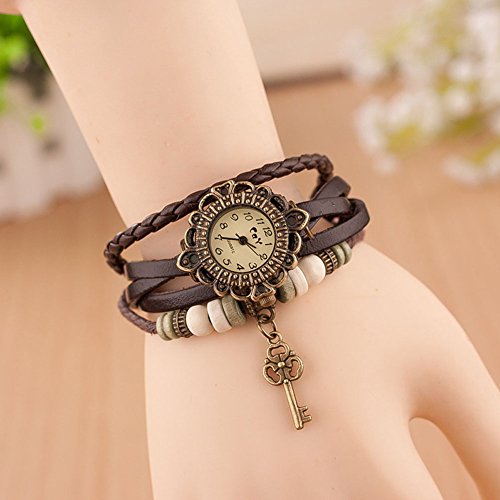 Hosaire 1 Stück Armband Weisezusätze Vintage Leder Damen Quarz Bracelet Uhr - 2