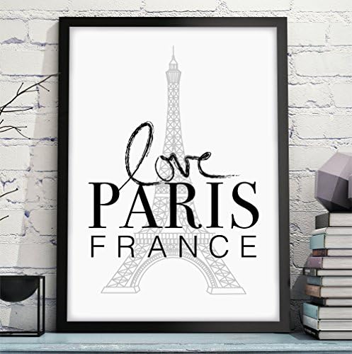 OWLBOOK "LOVE PARIS FRANCE" high - quality art print with Eiffel Tower - perfect as a present, gift idea for Mother 's Day, Father' s Day, birthday, anniversary, wedding day, for moving in, for travel lovers as a souvenir for man and woman, for office or home decoration