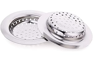 Fleymu Filtro Accessori Lavelli con Manico Inossidabile Filtri Acciaio Inox Lavello Scarico Tappo Cestello per Prevenire Blocco Conduit Vegetale Filtro per Doccia Vasca Bagno Lavelli Cucina (2 Pezzis)
