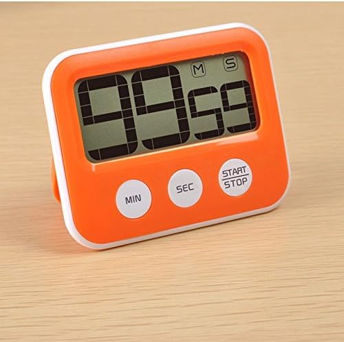 HZF-Kitchen timer, stand timer, English version, positive and negative countdown,orange,Timer Alarm Clock