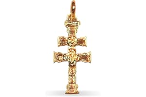 SEBAOTH Cruz de Caravaca Oro Ley 18 Kilates 750ml - Relieve - Fabricadas en Caravaca - tamaño a elegir - Unisex - especial para regalo