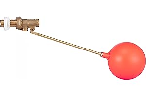 EXCEL HOME 1/2" Brass Ball Straight Float Valve with Plastic Ball – High Pressure Part 1 Ball-Cock Inlet Valve for Toilet Cisterns, Water Tanks & Cold Water Storage
