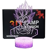 3D Illusion Lampe NHSUNRAY 7 couleurs Changement Optique Tactile Lumière USB et Télécommande Art Déco Faites Une Ambiance Romantique cadeau d'anniversaire de Noël Saint Valentin (Dragon Ball)
