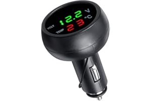 GOFORJUMP 3in1 Tres en uno Auto Digital LED Termómetro de Coche USB Cargador de automóvil Cigarrillo Voltímetro Medidor 3 Funciones 12V / 24V
