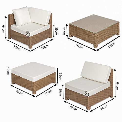 TecTake Hochwertige Aluminium Luxus Lounge mit 2 Bezugssets Poly-Rattan Sitzgruppe Sofa Rattanmöbel Gartenmöbel mit Edelstahlschrauben - diverse Farben - (Braun)