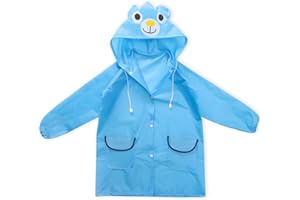 BLPRKOT Poncho Impermeabile per Bambini, Giacca da Pioggia con Cappuccio, Riutilizzabile Addensare Eva per Ragazzi Ragazze (Blu)