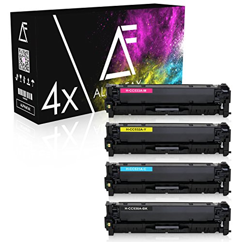 4 Alphafax Toner kompatibel zu HP Color LaserJet CP 2000 2020 Series 2025 X 2024 2026 2027 DN N CM 2300 Series 2720 2320 FXI CB CBB CI EB EBB EI N NF WB WBB WI MFP 2323 CC530 CC531 CC532 CC533 304A Schwarz 3.500 Color je 2.800 Seiten