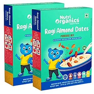 Nutri Organics Healthy Snacks Breakfast Cereals Ragi Malt Porridge Mix - Almond Dates| Powder Form 400 gm (2 x 200 gm each)