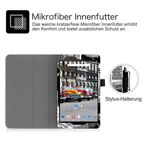 Fintie Odys Syno 8 Hülle Case – Slim Fit Folio Kunstleder Schutzhülle Cover Tasche mit Ständerfunktion und Stylus-Halterung für Odys Syno 20,3 cm (8 Zoll) Tablet-PC, Zeitung - 5