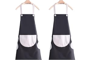 XUANYIJIE Kitchen Aprons for Women Men 2 Pack Adjustable Waterproof Cooking Apron with Pockets, Chef Aprons for Cooking Baking Gardening BBQ 2pcs