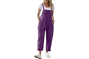 YESNO Women's Dungarees Loose Casual Sleeveless Overall Long Jumpsuit Playsuit Dungarees PV9UK