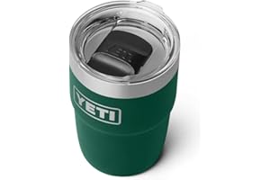 YETI Rambler Stackable Cup with Durasip Ceramic Lining, Vacuum Insulated, Stainless Steel Cup with Magslider Lid, Black Forest Green, 8 oz (236 ml)