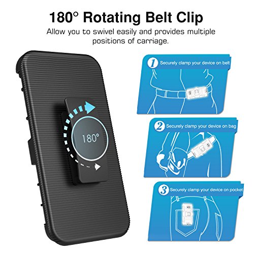 MoKo Moto E4 HÃ¼lle - [Heavy Duty Serie] Outdoor Dual Layer Armor Case Handy SchutzhÃ¼lle Schale mit GÃ¼rtelclip und Standfunktion fÃ¼r Motorola Moto E4 (2017) Smartphone, Schwarz