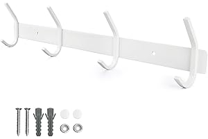 Qiannhee Appendiabiti da Parete Bianco 43CM Fino a 40KG Resistente Attaccapanni da Muro Moderno Portaoggetti Bagno a 4 Acciaio Inox Ganci per Cappotti Cappelli Giacche Cucina Camera da Letto Giardino