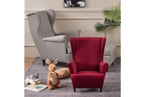 Highdi Kind Ohrensessel Überzug, Sessel-Überwürfe Ohrensessel Mode Einfarbig Samt Schonbezüge Bezug Sesselhusse Strandmon Tiger Stuhlbezug mit Armlehne Hohe Rückenlehne (Rot)