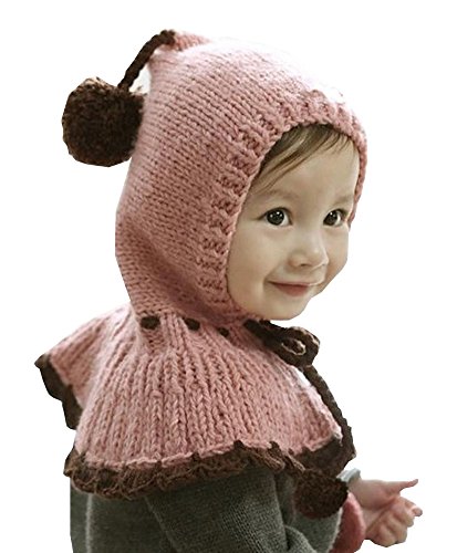 Unique Winter Baby Hat/Cap Useful Cute Woolen Baby Hat with Cappa Pink