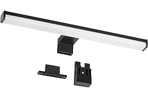 OKTAPLEX LIGHTING Oktaplex Lampara de Baño 40cm Negro 4000K Montaje 3 en 1 Luz blanca neutra 8W 570Lm IP44 Lampara Pared o Armario Aplique LED Pinza Espejo