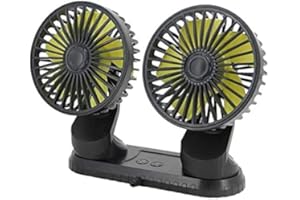 Queta Dual-Head Car Fan 5V Electric Auto Cooling Fan Vehicle Mounted USB Fan 3 Speed 360 Degree Rotatable Dual Head Car Fans Air Circulator for Car Dashboard Home Office