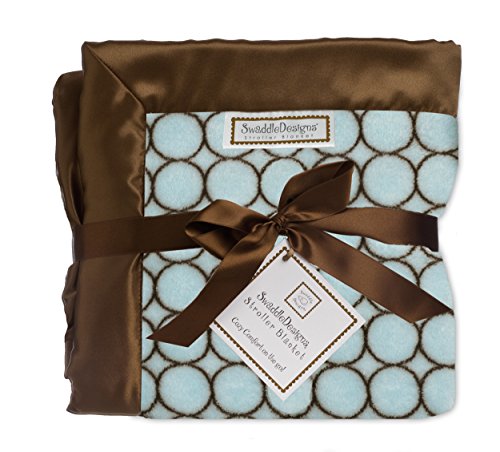 SwaddleDesigns Stroller Blanket, Brown Mod Circles, Pastel Blue