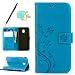 Produktbild Uposao Blau PU Lederhülle Für Samsung Galaxy J5 (2017) Hülle J530 Handyhülle Druck Schmetterling Totem Muster Flip Case Ledertasche Book Type Wallet Backcover Klapphülle Brieftasche und Magnetverschluss Schutzhülle mit Eingabestift Stylus Pen, Blau Blumen Staub-Stecker