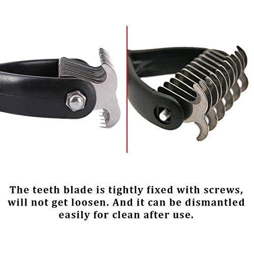 Luniquz-Dog-Dematting-Brush-Pet-Hair-Comb-Grooming-Knots-Matts-Rake-Remover-Double-sided-Teeth-of-Stainless-Steel-Ergonomic-Anti-skid-Handle