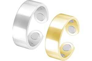 YOGAZEN 2 Stück Magnetischer Ringe, Vital Ring, Magnetfeldtherapie, 4 Ultrastarke Magnete, Magnetring Herren Damen, Verstellbare Kupferringe, Für Sömni Ring Damen Wechseljahre (Gold, Silber)