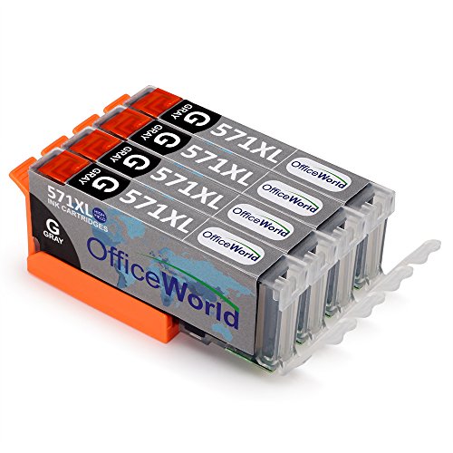 OfficeWorld Kompatible Patronen Ersatz für CLI-571XL Grau Druckerpatronen Hohe Kapazität Kompatibel für PIXMA MG7700 MG7750 (NOT 7550) MG7751 MG7752 MG7753 TS8050 TS8051 TS8052 TS8053 TS9050 TS9055, Packung mit 4