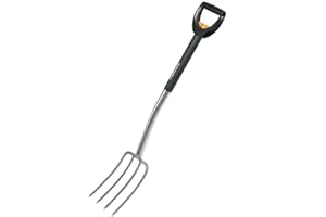 Fiskars Forca telescopica per terreni duri e sassosi, 4 denti, Lunghezza totale: 105-125 cm, Acciaio al boro di alta ualità, Nero/Argento, SmartFit, 1000630