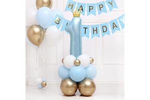 Jwssor 1st Birthday Decoration,Blue Theme Party Decoration,Number One Balloon,First Birthday Decoration,32pcs Birthday Set