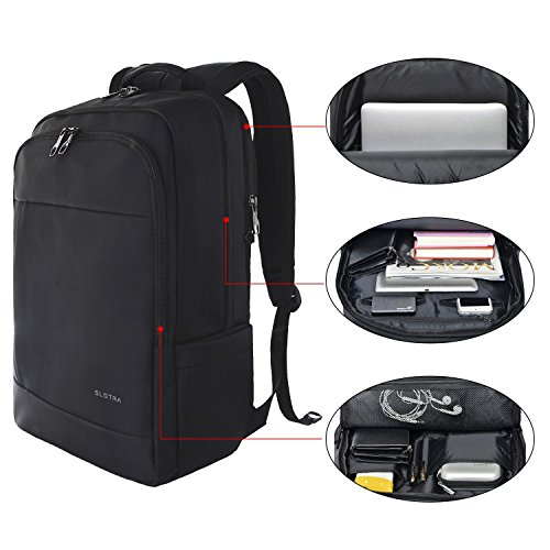 Slotra Laptop Rucksack 15,6-17 Zoll Wasserabweisend Reisen Outdoor Mordern Rucksack Schwarz - 4