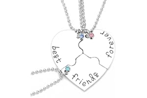JITNGA 3 Stücke Beste Freunde Ketten Bff Halskette Freundschaftskette Legierung Für Mädchen Geburtstag Geschenke Anhänger Kette (Silber)
