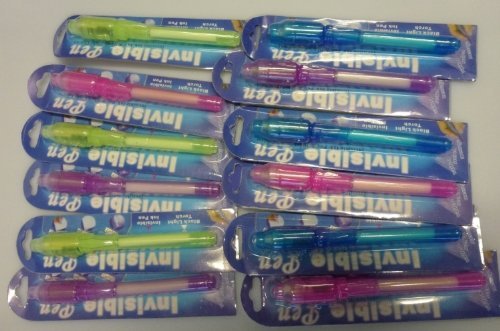 SolPortalHome 12 Stück Geheimstifte, mit UV Licht, Unsichtbar Schreiben, Geheime Nachrichten, Geheim Stift