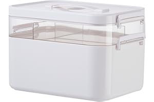 Sightday Medikamenten Aufbewahrung,Medizinbox Hausapotheke box mit Griff und herausnehmbarem Fach,Doppellagig Multifunción Aufbewahrungsbehälter Große Kapazität für Medikamente,Gadgets,Kosmetische(M)