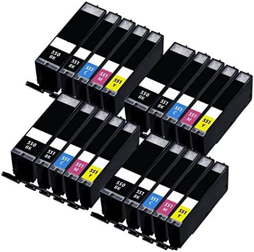 4 IATUK Compatible Set of 5 Canon PGI-550 &amp; CLI-551 Printer Ink Cartridges (20 Inks) - Black / Cyan / Magenta / Yellow for Canon Pixma iP7250, iP8750, iX6850, MG5450, MG5550, MG5650, MG6350, MG6450, MG6650, MG7150, MG7550, MX725, MX925