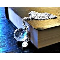 Pusteblumen Anhänger mit Sterlingsilber kette - GESCHENKBOX Löwenzahn Halskette Wunsch GlasAnhänger Beste Freund Schmuck Muttertag geschenk