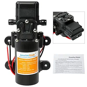 Amarine Made Water Pressure Pump 12V DC 1.2 GPM 35 PSI 21 Series Diaphragm for Caravan RV Marine Fishing Boat