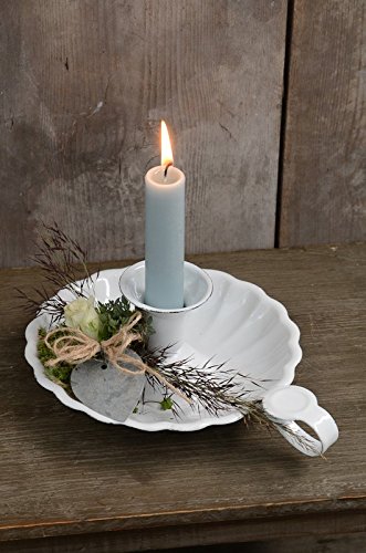 Ib Laursen – Kerzenständer, Kerzenleuchter – Nostalgisch – Emaille weiß gewellte Kante – shabby Chic Vintage - 5