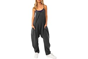 Lenugeo Latzhosen Für Damen, Lässige Overall Jumpsuits Frühling Sommer Herbst, Ärmellose Overalls + Lange Weite Beine