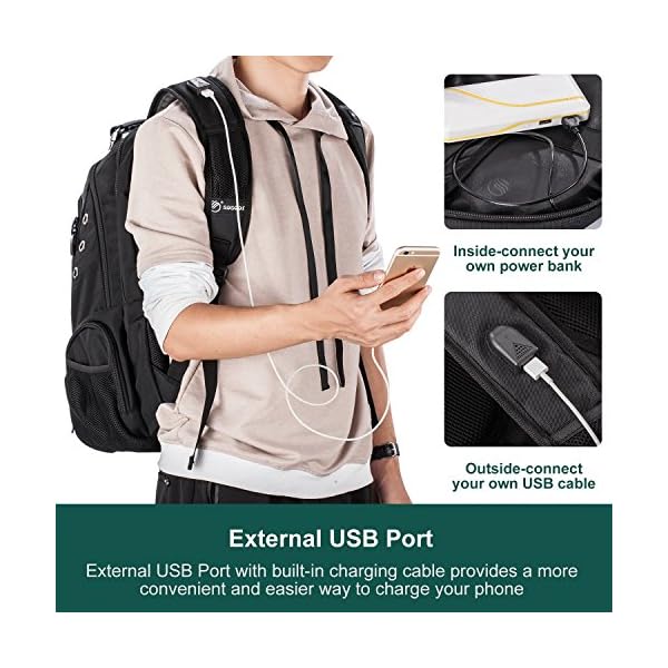 Travel Laptop Backpack, Business Large Rucksack with USB Charging Port, Water Resistant School Bag for Boys Fits 15.6 Inch Computer Notebook Daypack for Work, College Men Women - Image 3