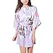 Produktbild Waymoda Women Luxury Silky Satin Evening Dressing Gown, Ladies Peacock and Blossoms Pattern Kimono Pajamas, 10+ Color, 4 Sizes Optional - Short style