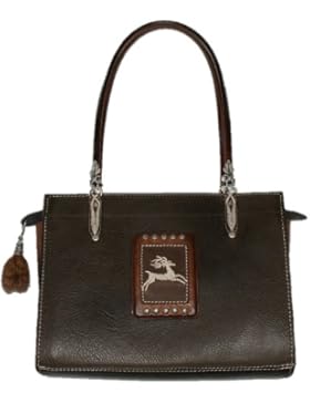 Trachtentasche Tasche Handtasche Federkiel-Optik Jagd Hirsch Ledertasche braun