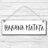  Hakuna Matata - Dekoschild Türschild Wandschild aus Holz 10x30cm - Holzdeko Holzbild Deko Schild