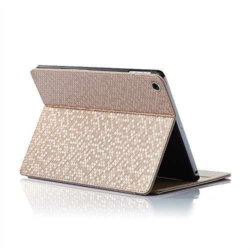 fenrad Luxus PU Leder Smart Case Cover Schutzhülle Schutz Tasche Hülle Etui Hüllen für Apple ipad 6 / ipad air 2 mit Ständer und Auto Sleep & Wake up Funktion + Displayschutzfolie und Eingabestift (Stylus Pen) – Gold - 2