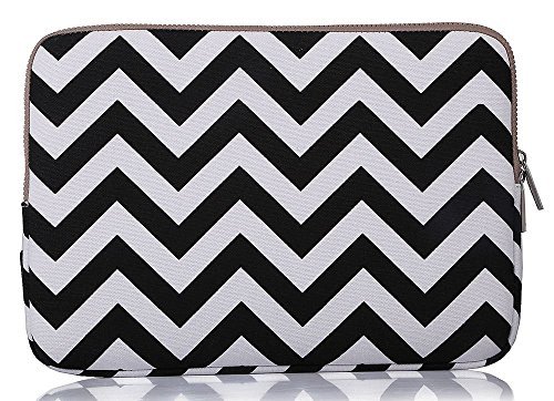 MOSISO Chevron Segeltuchstoff Hülle Sleeve Tasche für MacBook 12 und ähnlicher Größe mit Bonus-Tasche Farbe: Schwarz
