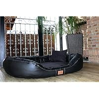 [Gesponsert]tierlando® Nonplusultra LENNART orthopädisches Hundebett mit Visco PLUS Matratze in Kunstleder und Velours! SOFT-Lounge! Gr. XL 110cm Schwarz