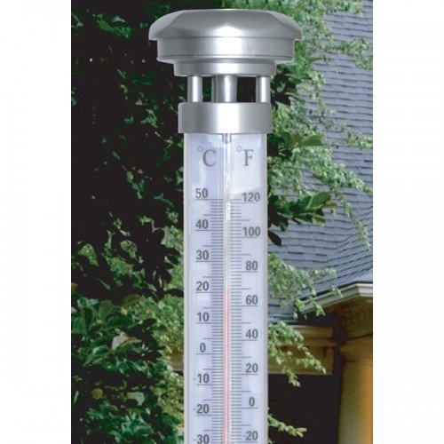 Solar Gartenthermometer beleuchtet Außenthermometer Solarlampe Solarthermometer - 2